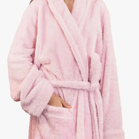 Cozy Pink Plush Bathrobe - Picture 1 of 5